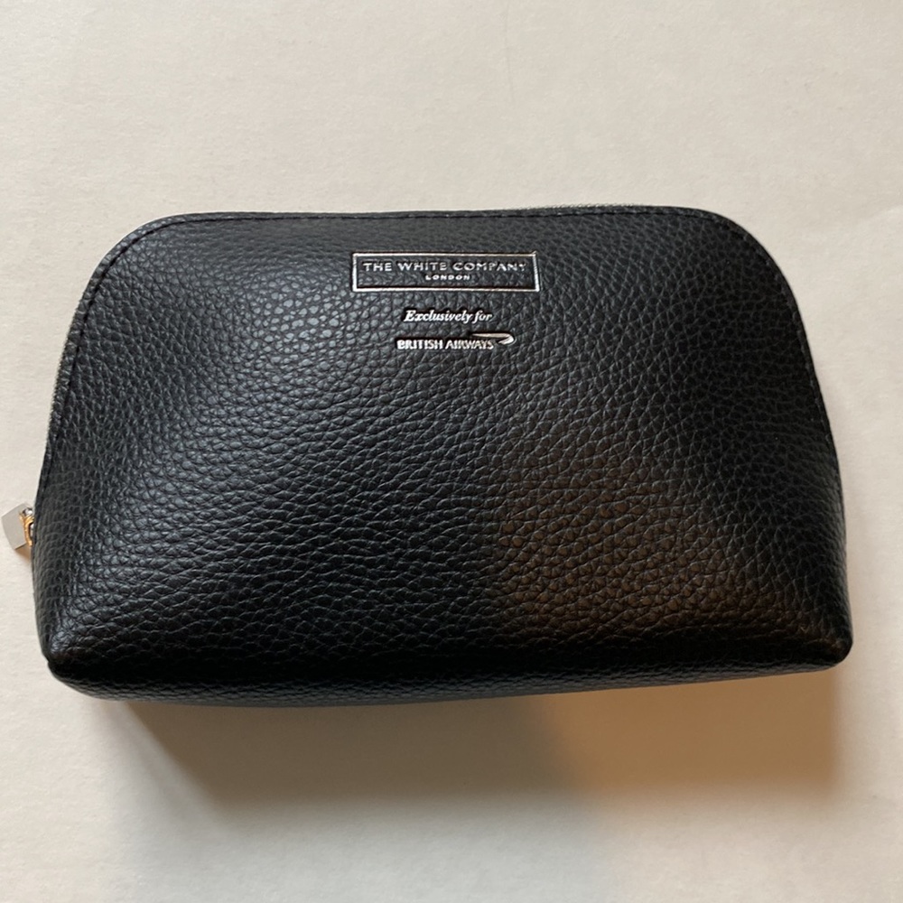 New The White Company London Black Leather Cosmetics Bag